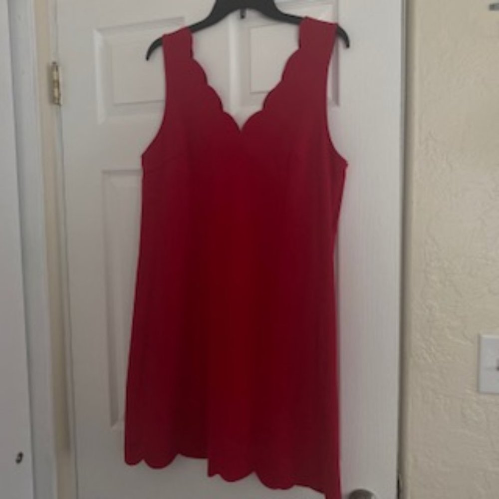 XL Red dress with scalloped neckline